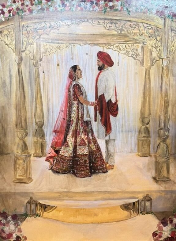 Live wedding canvas painted by Katie Bowden