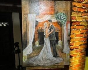 Live wedding canvas painted by Katie Bowden